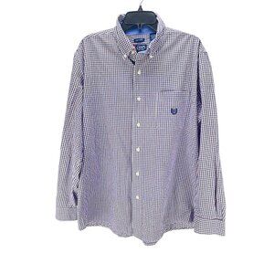 Chaps Easy Care Gingham Check Button Down Shirt Men’s Size XL Preppy Office